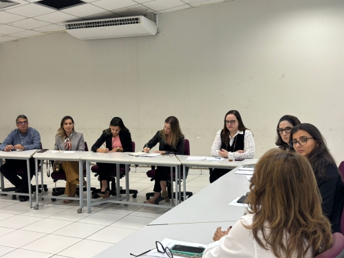 Participaram da reunião a coordenadora estadual, Carla Stephanini, a coordenadora municipal da unidade, Iacita Azamor Pionti, servidores da Casa da Mulher Brasileira e do Tribunal de Contas de MS.